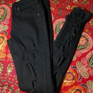 Black Distressed Skinny Jeans